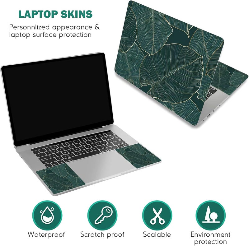 DINKY Laptop Skin Sticker Decal, 12" 13" 13.3" 14" 15" 15.4" 15.6 inch Laptop Universal Reusable Vinyl Skin Stickers Cover Art Decal Notebook PC Personalized Protector-Green Leaf - Image 3